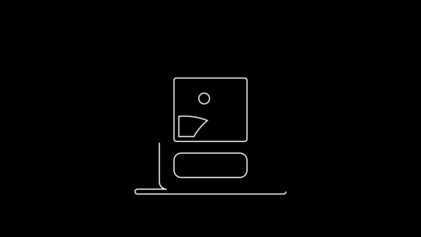 Біла Лінія Картонна Коробка Іконою Вина Ізольована Чорному Тлі Відео — стокове відео