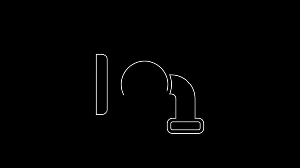 White Line Tap Barrel Icon Isolated Black Background Video Motion — Stock Video