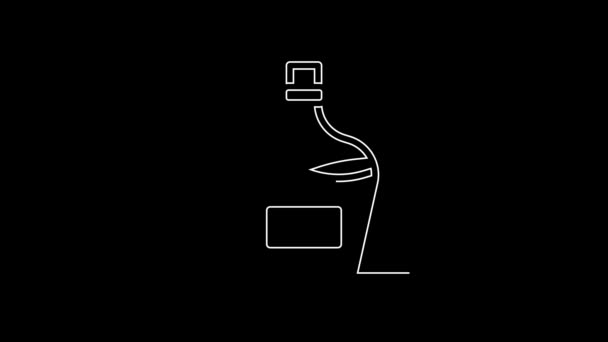 White Line Old Bottle Wine Icon Isolated Black Background Bottle — Vídeos de Stock