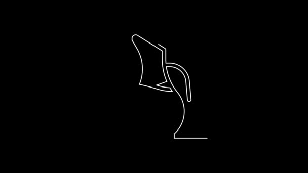 White Line Decanter Wine Icon Isolated Black Background Video Motion — Video