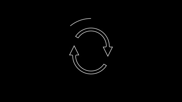 Línea Blanca Reciclar Icono Símbolo Aislado Sobre Fondo Negro Icono — Vídeo de stock