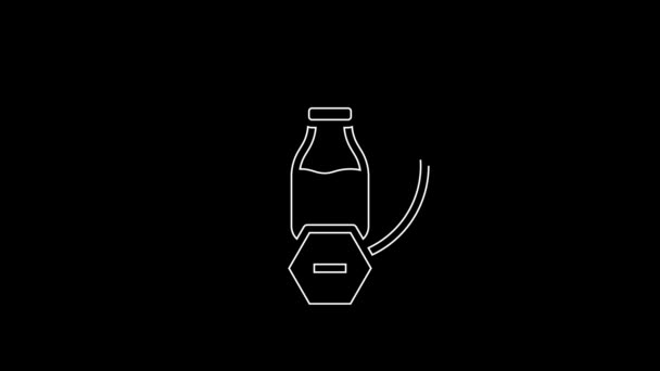White Line Lactose Free Icon Isolated Black Background Video Motion — ストック動画