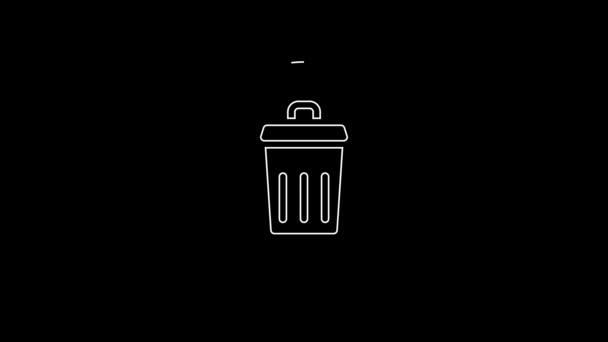 화이트 쓰레기는 배경에서 아이콘이 수있다 쓰레기통 표지판이야 재활용 바구니 아이콘 — 비디오