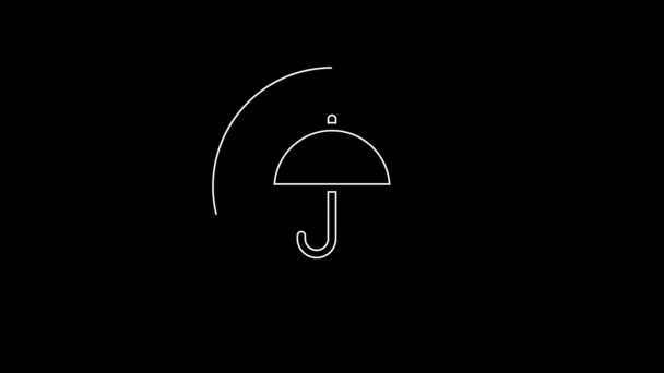 Комплект Поставки Белой Линии Символом Зонта Изолированным Черном Фоне Картонная — стоковое видео