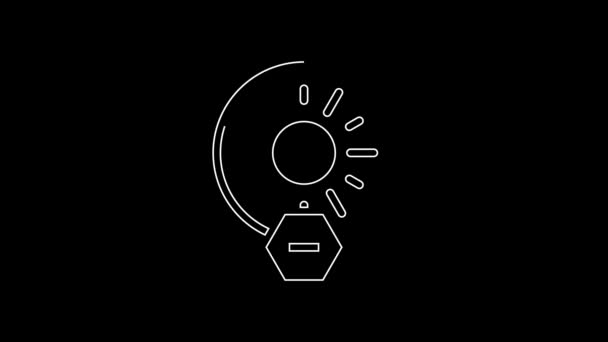 White Line Direct Sunlight Icon Isolated Black Background Video Motion — Stockvideo