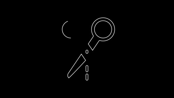 White Line Scissors Cut Line Icon Isolated Black Background Tailor — Vídeos de Stock