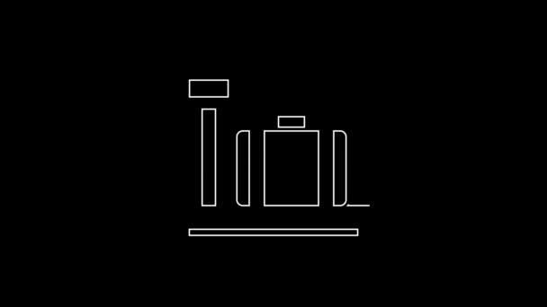 White Line Scale Suitcase Icon Isolated Black Background Logistic Delivery — Stock video