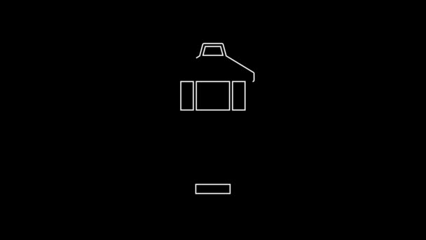 White Line Airport Control Tower Icon Isolated Black Background Video — 비디오