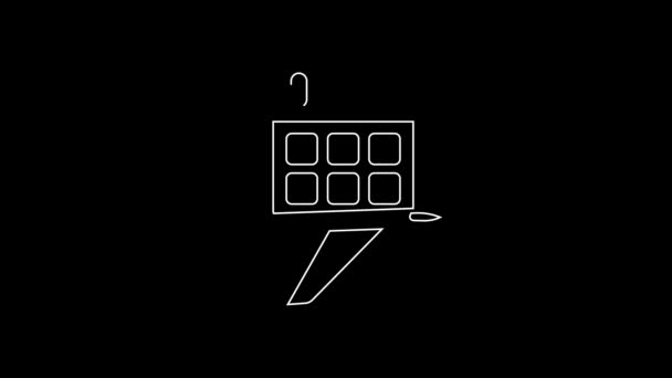 White Line Travel Planning Calendar Airplane Icon Isolated Black Background — Stock video