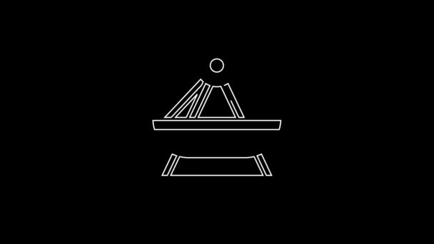 Weiße Linie Bootsschaukel Symbol Isoliert Auf Schwarzem Hintergrund Kinderunterhaltungsspielplatz Attraktion — Stockvideo