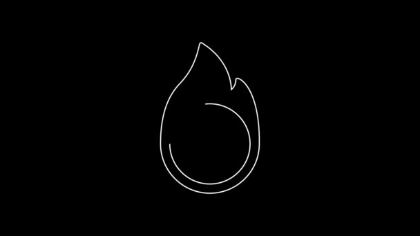 白线圆形火圈图标孤立在黑色背景 圆圆的火热框架 4K视频运动图形动画 — 图库视频影像