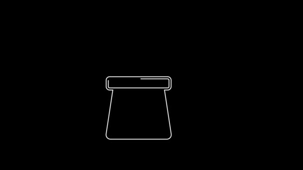 Weiße Linie Zauberhut Und Zauberstab Symbol Isoliert Auf Schwarzem Hintergrund — Stockvideo