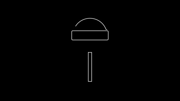 白い線黒の背景に孤立ロリポップアイコン 食べ物 おいしいシンボル 4Kビデオモーショングラフィックアニメーション — ストック動画