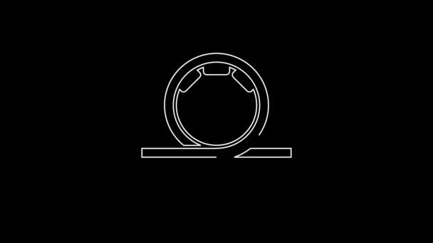 Weiße Linie Achterbahnsymbol Isoliert Auf Schwarzem Hintergrund Freizeitpark Spielplatz Für — Stockvideo