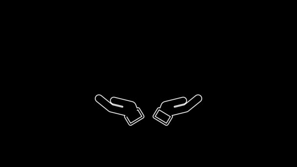 Белая Линия Жонглирующий Шар Значок Изолирован Черном Фоне Видеографическая Анимация — стоковое видео