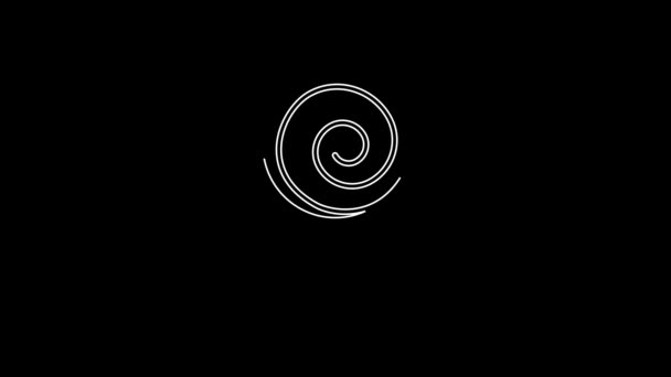 白い線黒の背景に孤立ロリポップアイコン キャンディサイン 食べ物 おいしいシンボル 4Kビデオモーショングラフィックアニメーション — ストック動画