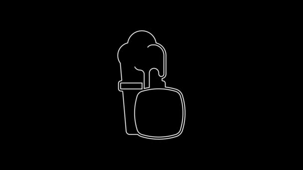 Ligne Blanche Verre Icône Bière Isolé Sur Fond Noir Animation — Video