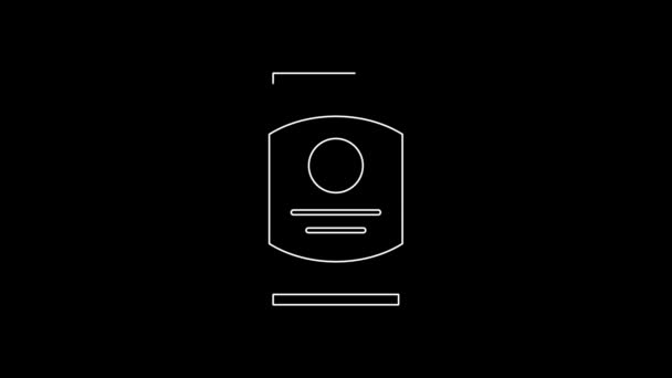 White Line Beer Can Icon Isolated Black Background Video Motion — Stock Video