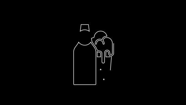 Біла Лінія Пивна Пляшка Скляна Іконка Ізольовані Чорному Тлі Символ — стокове відео