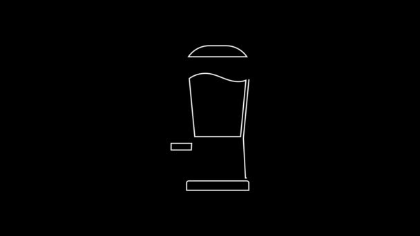 White Line Beer Tap Icon Isolated Black Background Video Motion — Stock Video