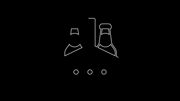 White Line Pack Beer Bottles Icon Isolated Black Background Case — Wideo stockowe