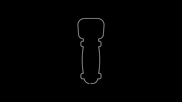 White Line Bottle Opener Icon Isolated Black Background Video Motion — Stock Video