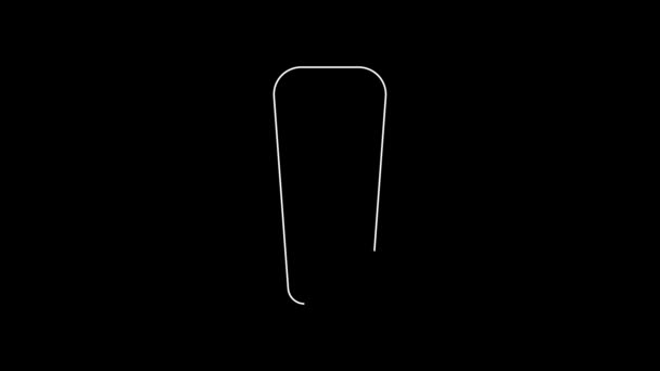 白线开瓶器图标孤立在黑色背景 4K视频运动图形动画 — 图库视频影像