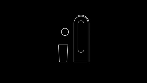 White Line Beer Tap Glass Icon Isolated Black Background Video — Stockvideo