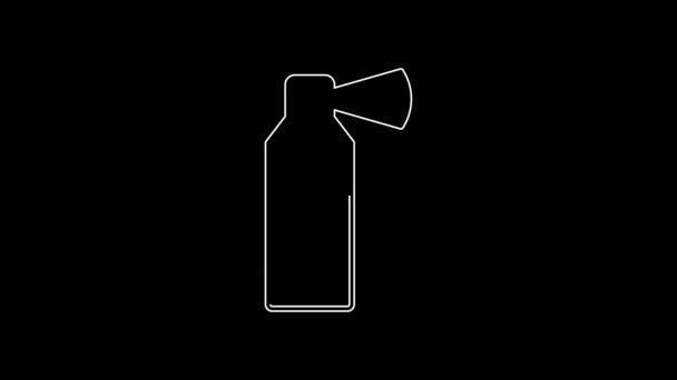 White Line Air Freshener Spray Bottle Icon Isolated Black Background — ストック動画