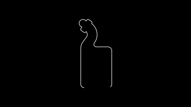 Weiße Linie Spülmittel Flasche Symbol Isoliert Auf Schwarzem Hintergrund Flüssigwaschmittel — Stockvideo