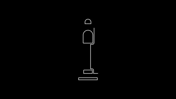 Иконка Пылесоса Белой Линии Изолирована Черном Фоне Видеографическая Анимация — стоковое видео