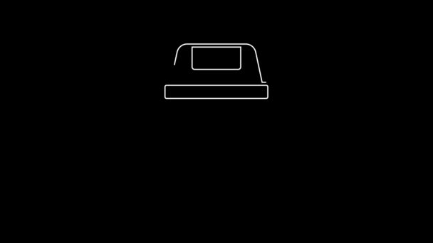 White Line Trash Can Icon Isolated Black Background Garbage Bin — Stock Video