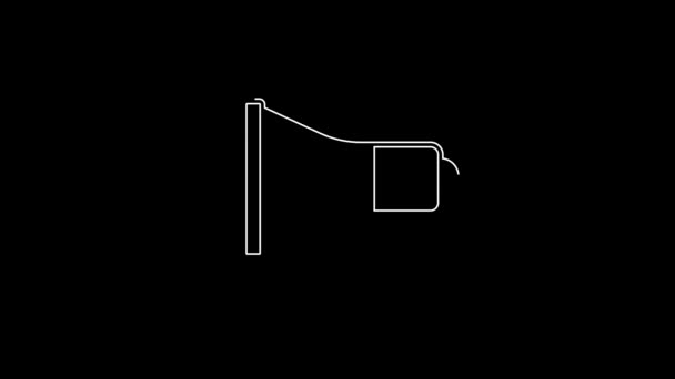 White Line Megaphone Icon Isolated Black Background Speaker Sign Video — Stock Video