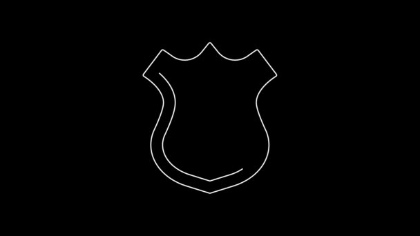 Witte Lijn Politie Badge Pictogram Geïsoleerd Zwarte Achtergrond Sheriff Badge — Stockvideo