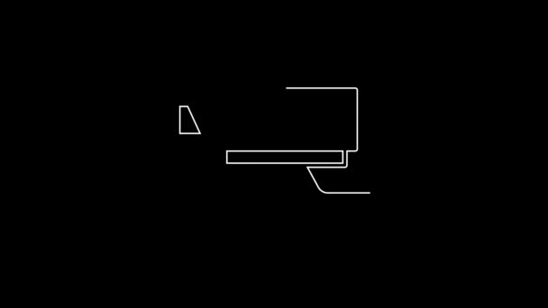 White Line Security Camera Icon Isolated Black Background Video Motion — Stock Video