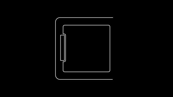 Біла Лінія Безпечна Піктограма Ізольована Чорному Тлі Двері Сейф Банківське — стокове відео