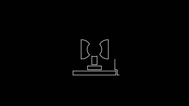 Біла Лінія Піктограма Сирени Спалаху Ізольована Чорному Тлі Аварійно Блимаюча — стокове відео