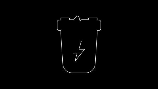 White Line Police Electric Shocker Icon Isolated Black Background Shocker — Vídeo de Stock