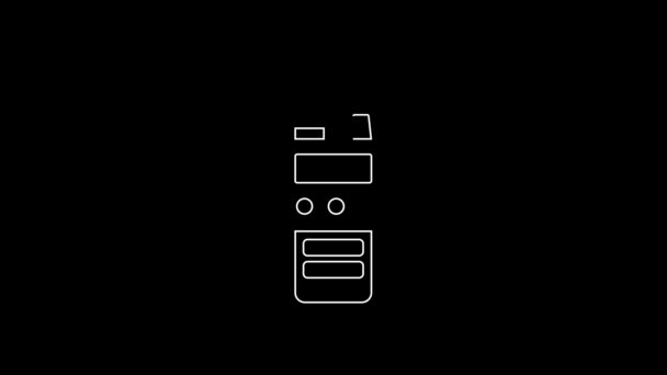 White Line Walkie Talkie Icon Isolated Black Background Portable Radio — Stock Video