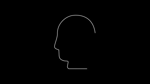 White Line Solution Problem Psychology Icon Isolated Black Background Key — Stok video