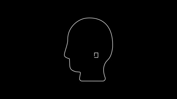 White Line Solution Problem Psychology Icon Isolated Black Background Puzzle — Vídeo de stock
