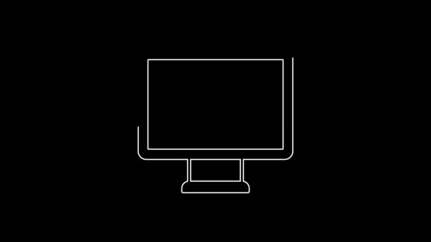 White Line Online Psychological Counseling Distance Icon Isolated Black Background — Stockvideo