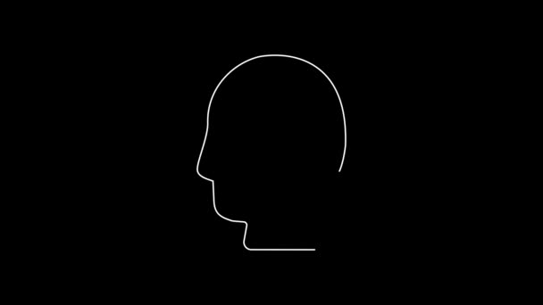 Біла Лінія Чоловік Ховає Похоронну Ікону Скорботи Ізольовані Чорному Тлі — стокове відео