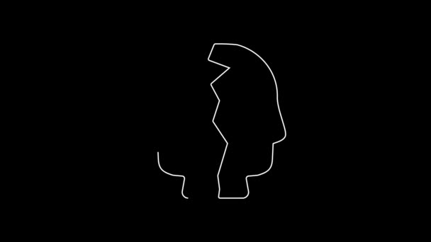 White Line Bipolar Disorder Icon Isolated Black Background Video Motion — Video Stock