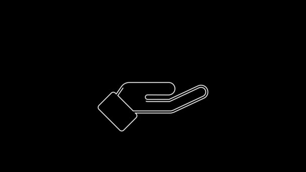 White Line Solution Problem Psychology Icon Isolated Black Background Key — Stock Video