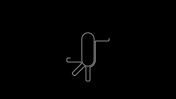 White Line Tool Allen Keys Icon Isolated Black Background Video — 图库视频影像