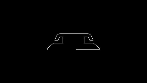 White Line Skateboard Stairs Rail Icon Isolated Black Background Video — Vídeo de stock
