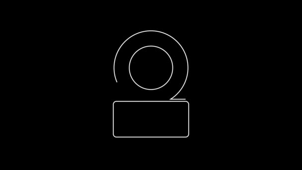 White Line Skateboard Wheel Icon Isolated Black Background Skate Wheel — Vídeo de stock