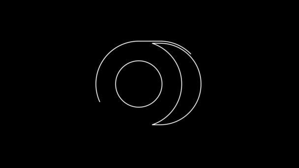 White Line Skateboard Wheel Icon Isolated Black Background Skate Wheel — ストック動画