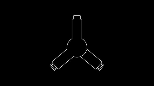 White Line Skateboard Tool Icon Isolated Black Background Video Motion — Video Stock